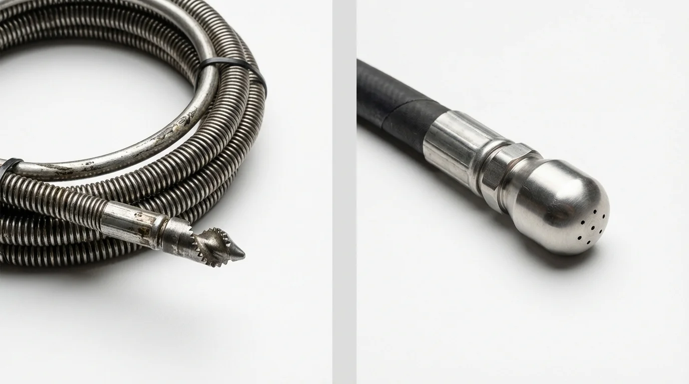 Drain snake cable and hydro jetting nozzle used for drain cleaning in Signal Mountain, TN