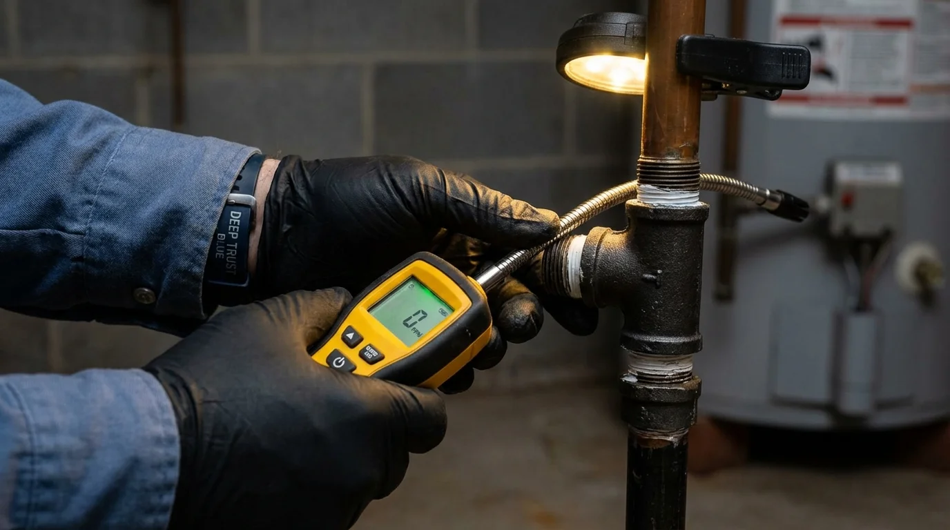 Gas leak detection with electronic sniffer by Johns Plumbing LLC in Signal Mountain