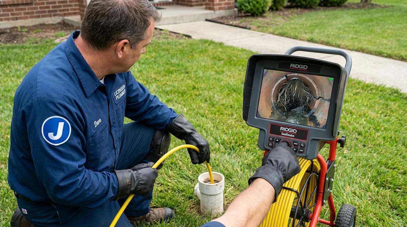Sewer camera inspection being performed by Johns Plumbing LLC in Signal Mountain