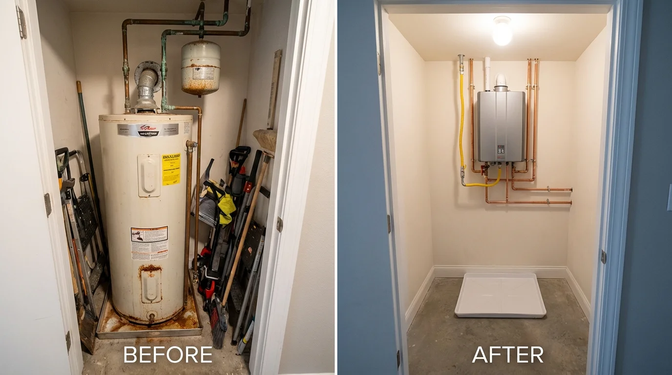 Tank water heater versus wall-mounted tankless unit comparison for Signal Mountain, TN homeowners
